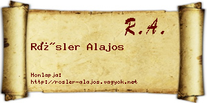 Rösler Alajos névjegykártya